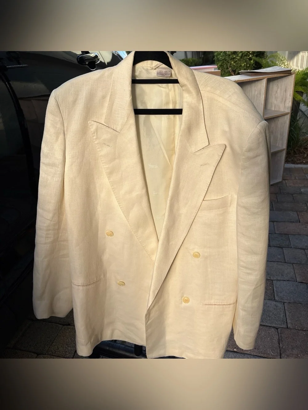 Gucci Ivory Double-Breasted Linen Sport Coat